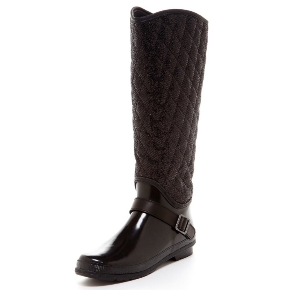 Sperry Tall Quilted Black Rain Boots
